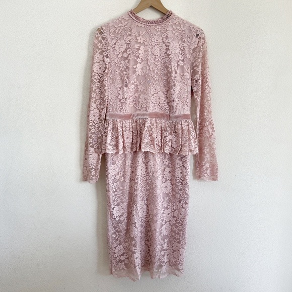 Rachel Parcell Cambridge Long Sleeve Lace Dress Pink Size Large - Picture 2 of 8